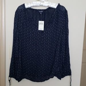 NWT Lucky Brand Indigo Vine Top Sz Large